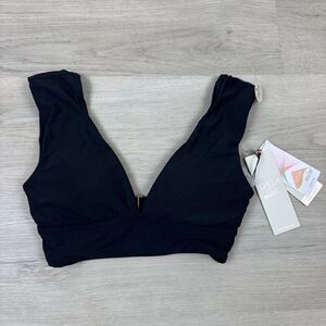 Calia‎ Swim Long Line V Neck Top Women XS Black